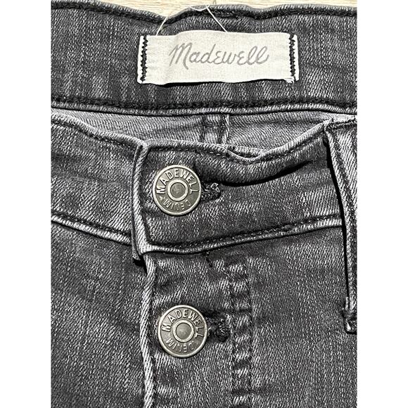Madewell Women's Jeans 32 9" High-Rise Skinny Black Button Fly Raw‎ Hem EUC - Picture 2 of 10